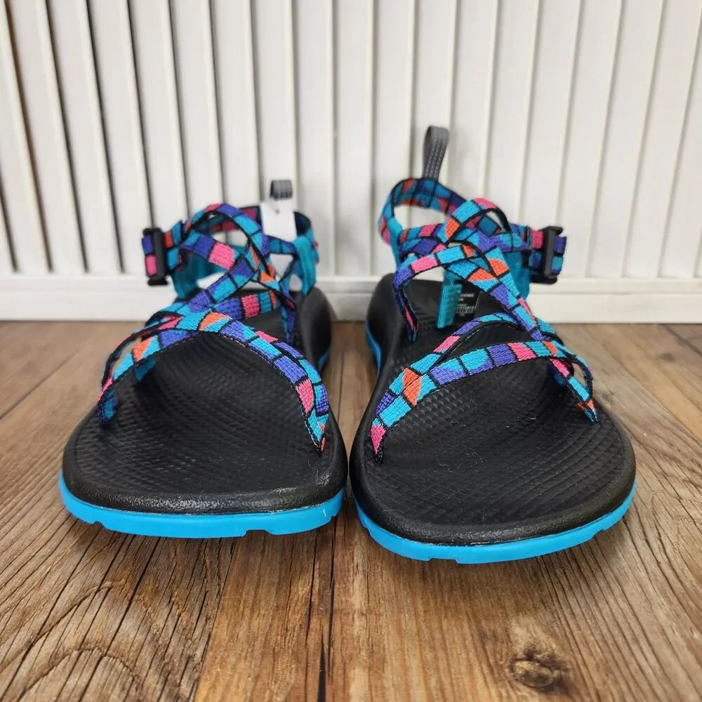 Chaco ZX/1 Ecotread Kids Sz 4M Break Teal Colorful Strappy Beach Sandals J180264